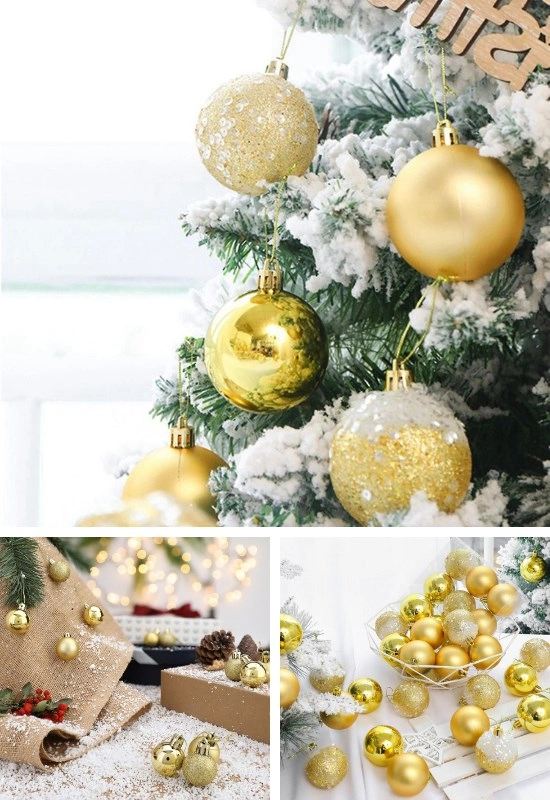 Tcx 12 Adet Gold 2,5 Cm Mini Yılbaşı Topu, Noel Çam Ağacı Topu, Süs Topu