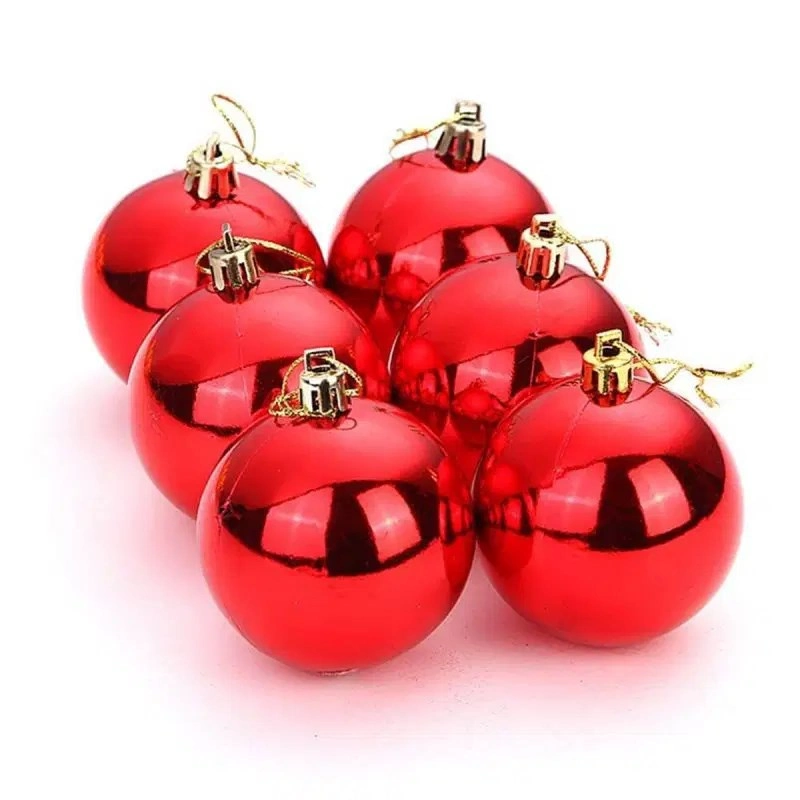 Tcx 12 Adet Parlak Kırmızı 3 Cm Mini Yılbaşı Topu, Noel Çam Ağacı Topu, Süs Topu