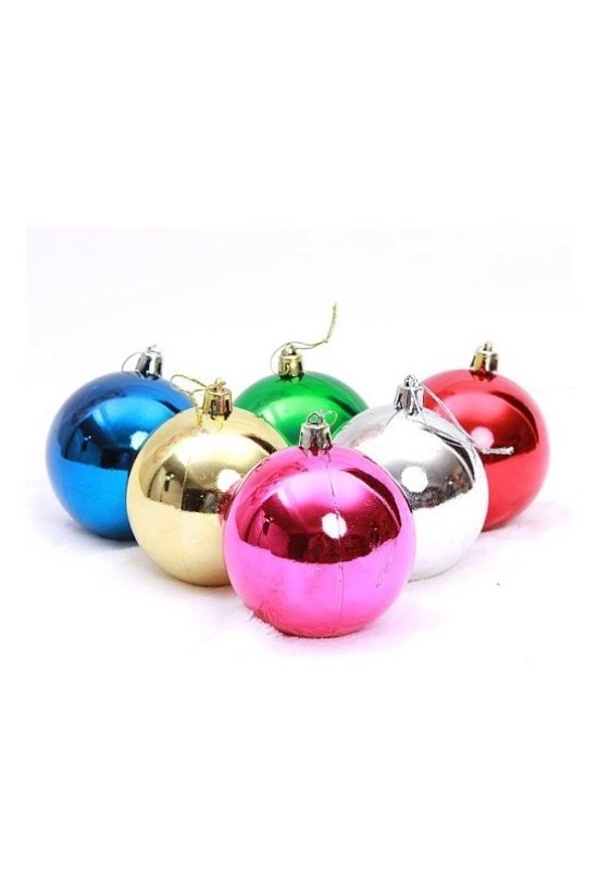Tcx 12’li Yılbaşı Çam Ağacı Süsü Renkli – 3 Cm Parlak Karışık Renk Top Süsler Noel Çam Ağacı Süsü