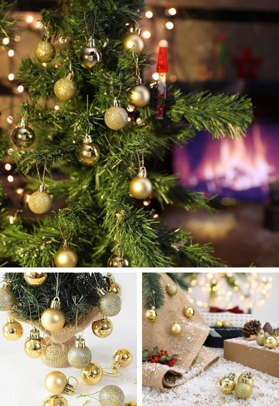 Tcx 12’li Yılbaşı Çam Ağacı Süsü Seti – 4 Cm Parlak & Simli Karışık Top Süsler Noel Çam Ağacı Süsü