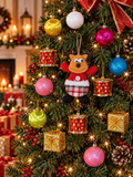 Tcx 15 Parça Yılbaşı Ağacı Süs Seti Renkli Top Davul Hediye Paketi Noel Baba Kardan Adam Geyik Peluş