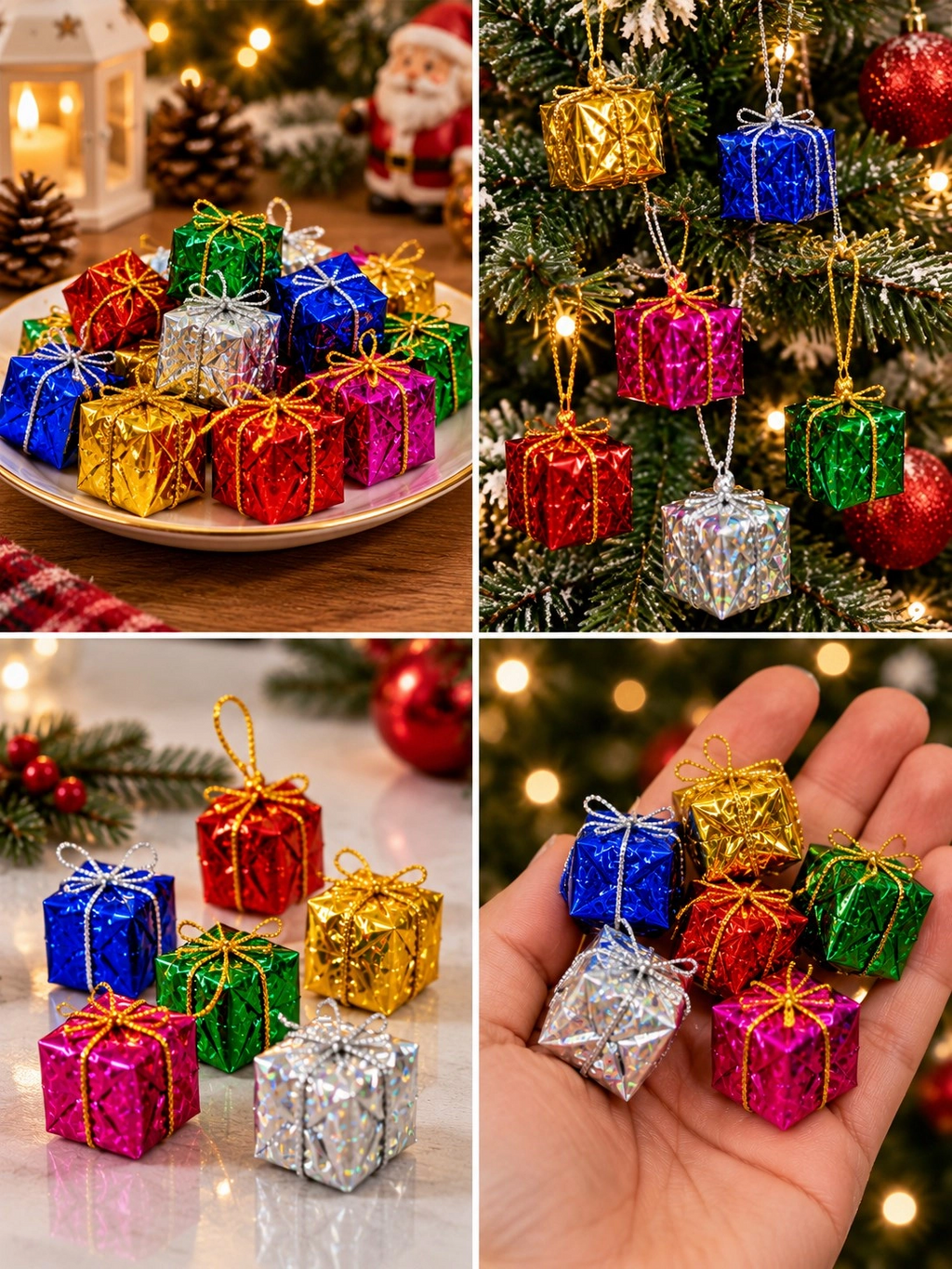 Tcx 24 Adet 3 Cm Yılbaşı Ağacı Süsü Mini Hediye Paketi Süsleri Renkli Noel Ağacı Dekoru