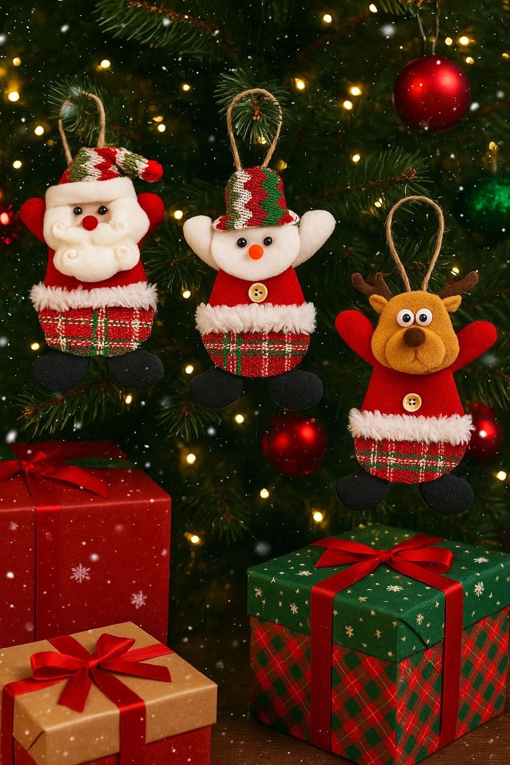 Tcx 3 Adet Yılbaşı 2027 Yeni Model Noel Çam Ağacı Süsü  Orta Boy 17 Cm X 11 Cm