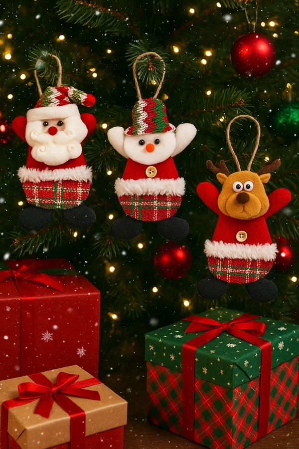 Tcx 3 Adet Yılbaşı 2027 Yeni Model Noel Çam Ağacı Süsü  Orta Boy 17 Cm X 11 Cm