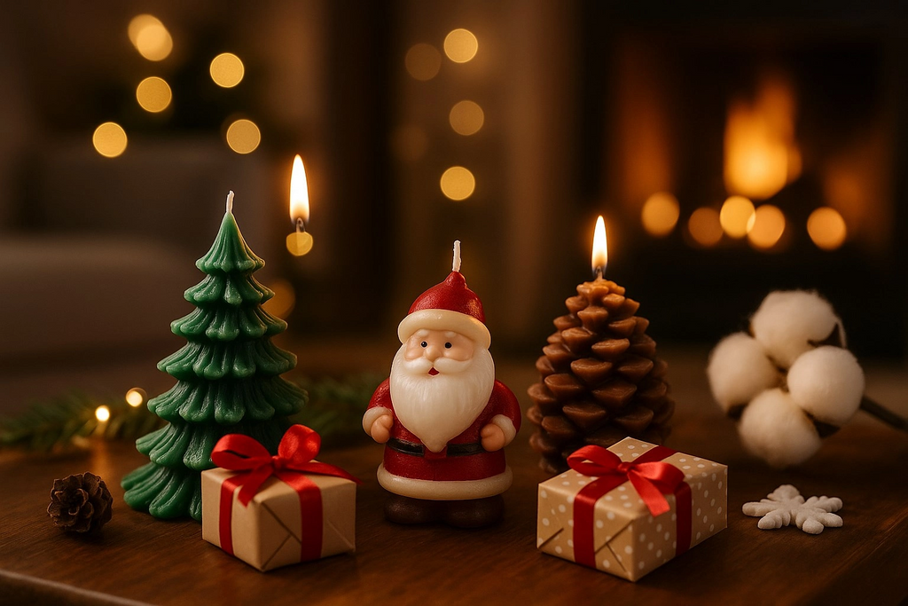 Tcx 3’lü Yılbaşı Dekoratif Mum Seti – Çam Ağacı, Kozalak Ve Noel Baba Şeklinde | Yeni Yıl Sofra Mumu