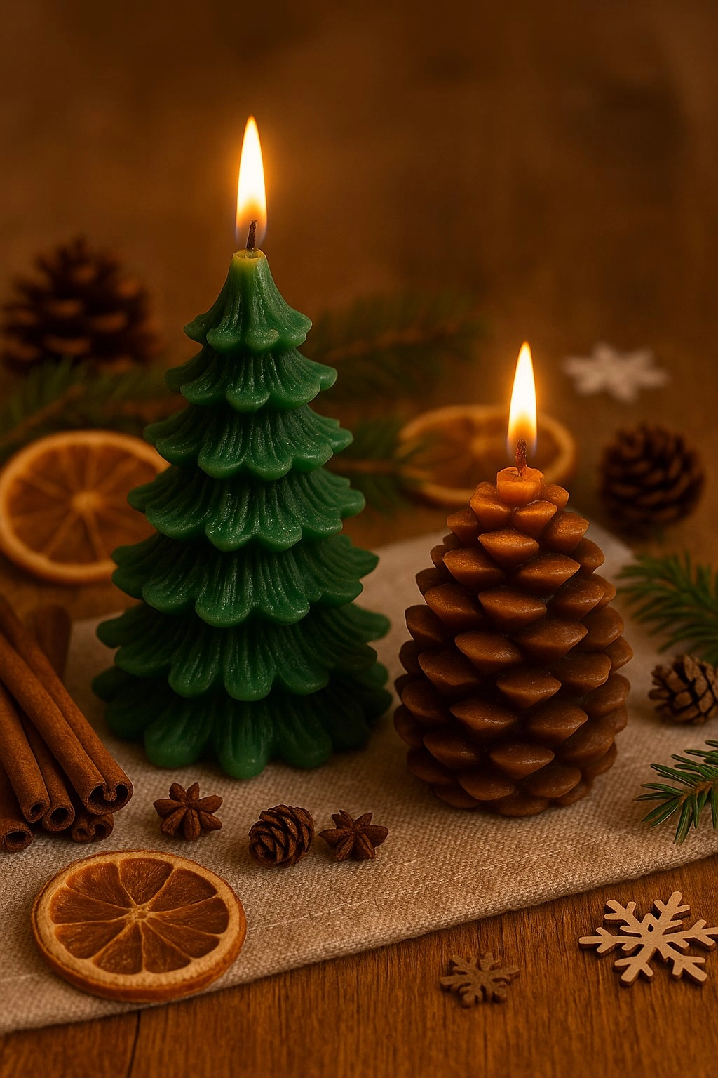 Tcx 3’lü Yılbaşı Dekoratif Mum Seti – Çam Ağacı, Kozalak Ve Noel Baba Şeklinde | Yeni Yıl Sofra Mumu