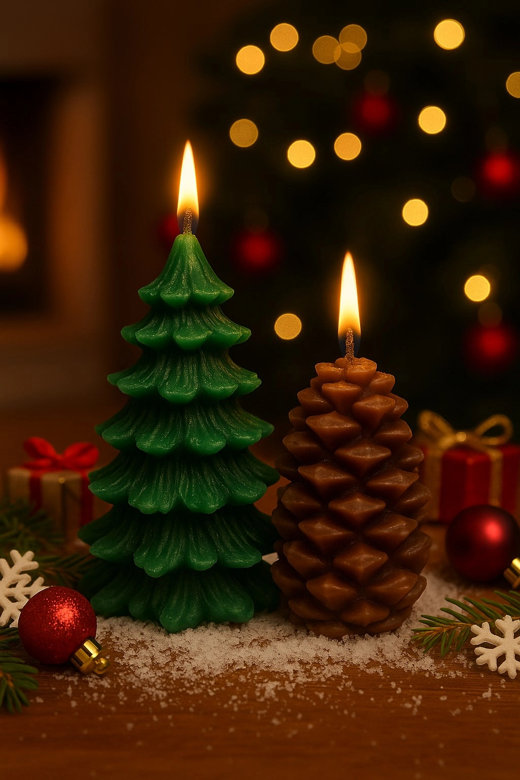 Tcx 3’lü Yılbaşı Dekoratif Mum Seti – Çam Ağacı, Kozalak Ve Noel Baba Şeklinde | Yeni Yıl Sofra Mumu