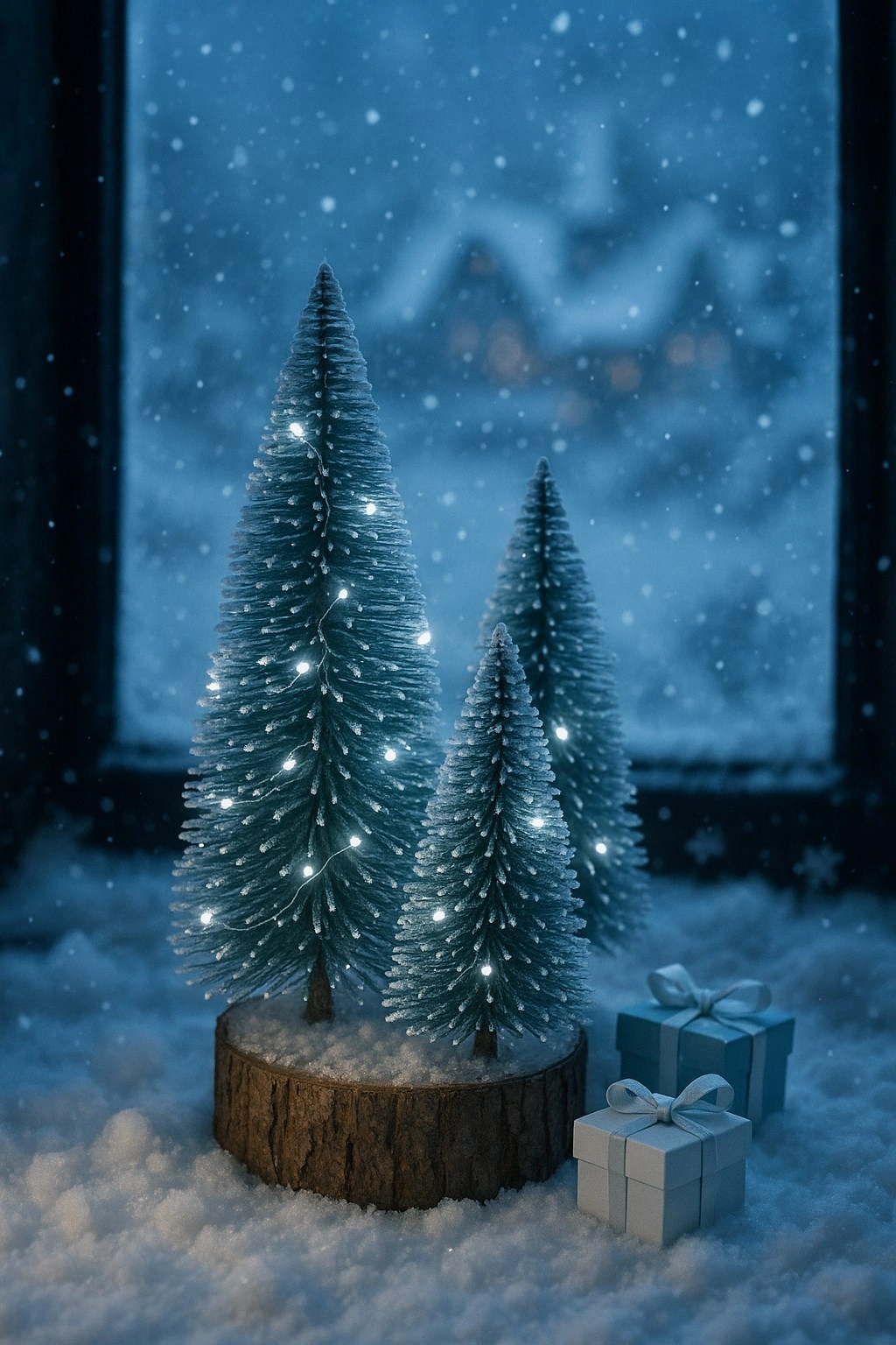 Tcx 4'lü Led Işıklı Mini Yılbaşı Noel Ağaçları Seti – 4'lü Masa Üstü Dekor (23cm, 18 Cm, 12 Cm, 13 Cm)