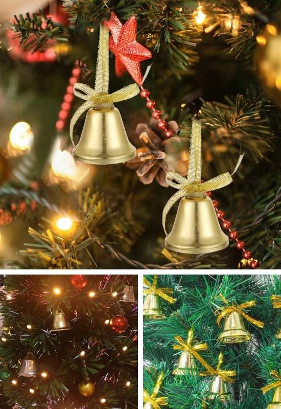 Tcx 6 Adet Mini Çan Süs Yılbaşı Çam Ağacı Süsü 4 Cm Altın Sarısı Kurdeleli Zil Gold Yılbaşı Çam Ağacı