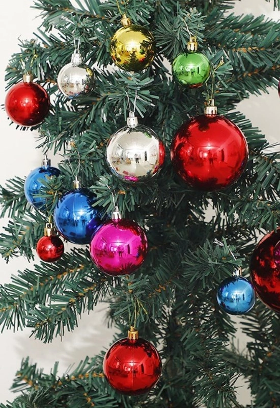 Tcx 6’lı Yılbaşı Çam Ağacı Süsü Renkli – 4 Cm Parlak Karışık Renk Top Süsler Noel Çam Ağacı Süsü