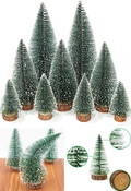 Tcx 9 Adet Nevada Mini Çam Ağacı Uçlarına Kar Yağmış Karlı Yılbaşı Hediyesi  15-12-8  cm