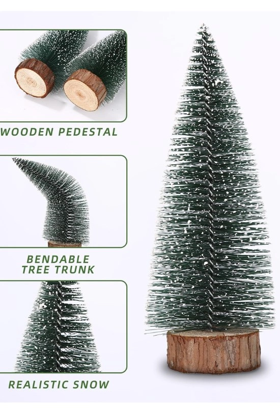 Tcx 9 Adet Nevada Mini Çam Ağacı Uçlarına Kar Yağmış Karlı Yılbaşı Hediyesi  15-12-8  cm
