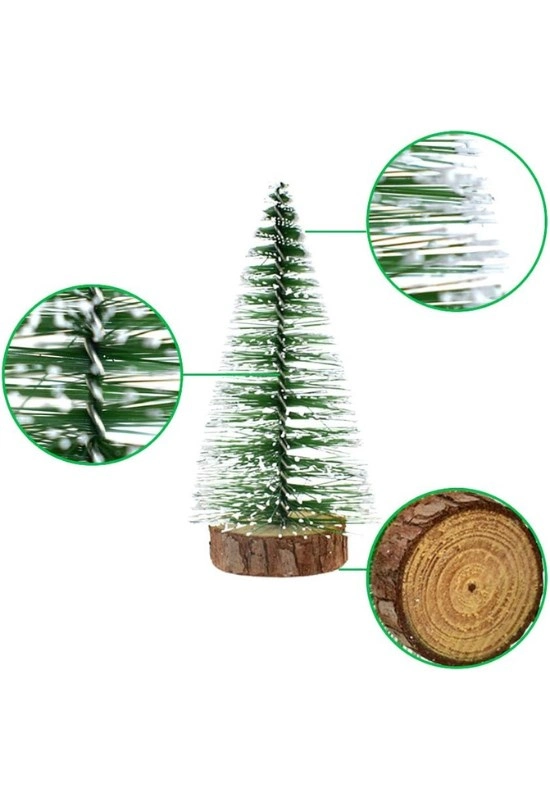 Tcx 9 Adet Nevada Mini Çam Ağacı Uçlarına Kar Yağmış Karlı Yılbaşı Hediyesi  15-12-8  cm