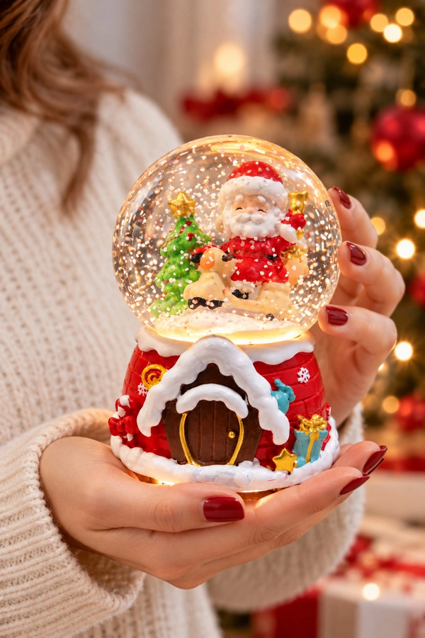 Tcx Işıklı Müzikli Noel Baba Kar Küresi 13 Cm Yılbaşı 2027 Yeni Yıl Hediyesi Dekoratif Biblo