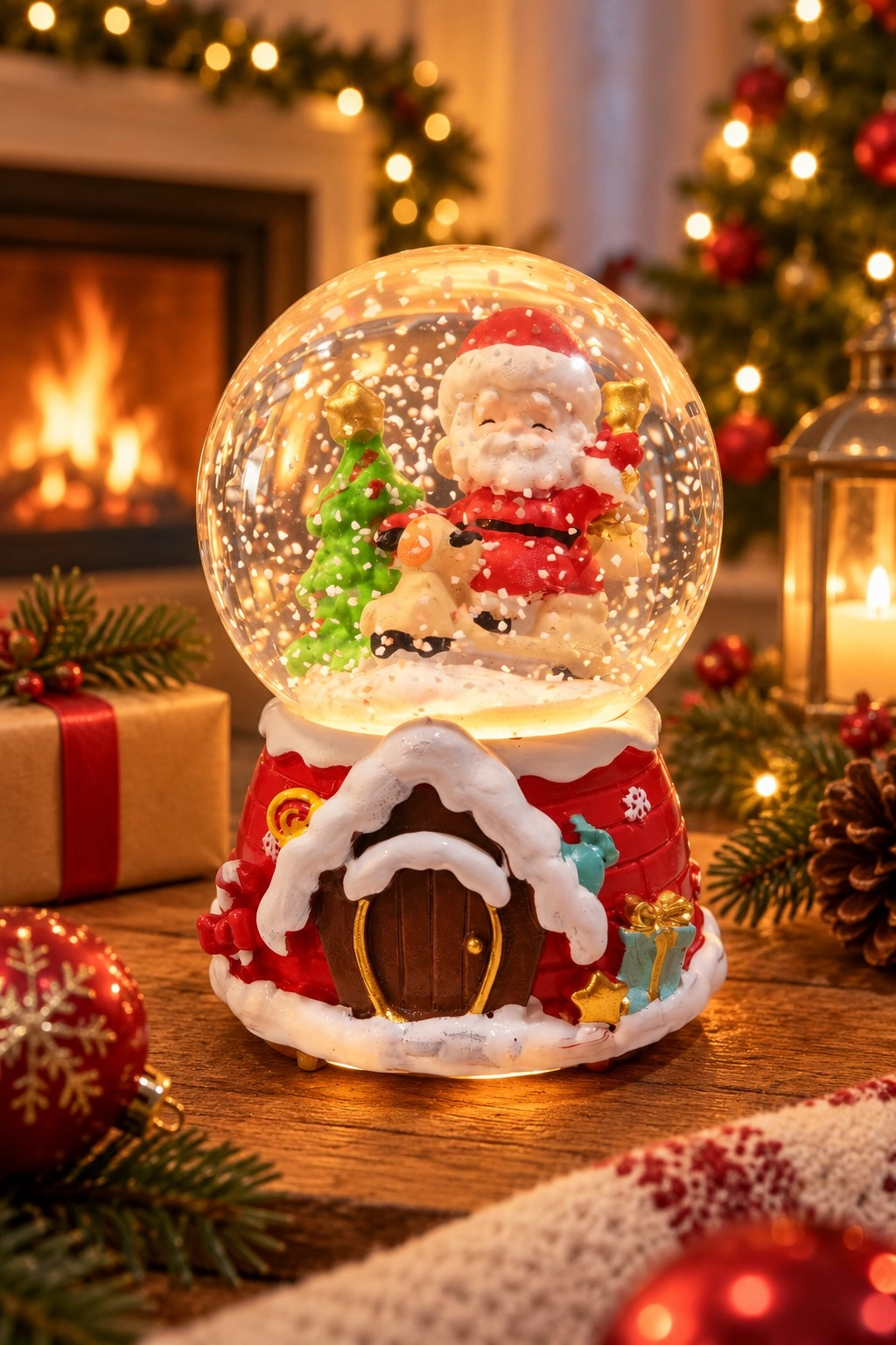 Tcx Işıklı Müzikli Noel Baba Kar Küresi 13 Cm Yılbaşı 2027 Yeni Yıl Hediyesi Dekoratif Biblo