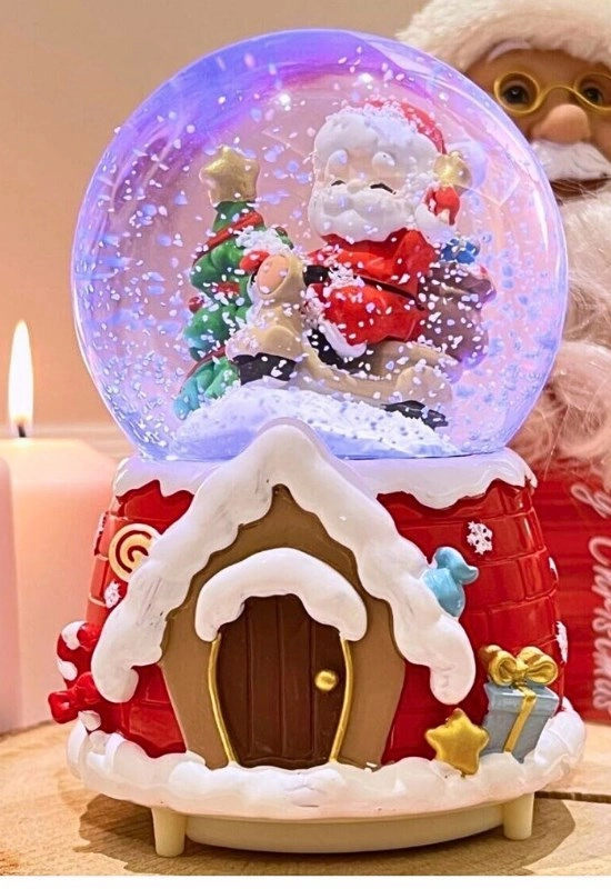 Tcx Mega Boy 2027 Yılbaşı Noel Baba Temalı Kar Püskürtmeli Işıklı Müzikli  Kar Küresi 16 Cm- 18a