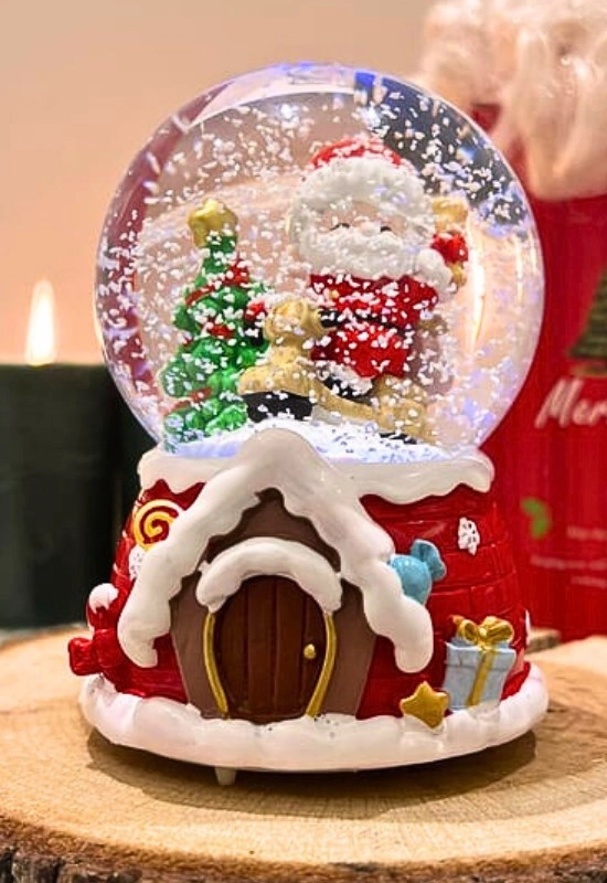Tcx Mega Boy 2027 Yılbaşı Noel Baba Temalı Kar Püskürtmeli Işıklı Müzikli  Kar Küresi 16 Cm- 18a