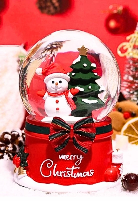 Tcx Mega Boy 2027 Yılbaşı Noel Kardan Adam Temalı Kar Püskürtmeli Işıklı Müzikli  Kar Küresi 16 Cm- 17b
