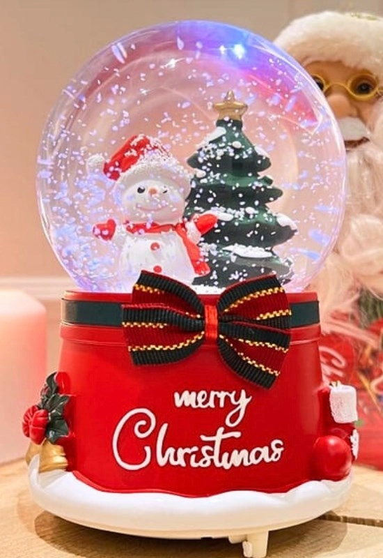 Tcx Mega Boy 2027 Yılbaşı Noel Kardan Adam Temalı Kar Püskürtmeli Işıklı Müzikli  Kar Küresi 16 Cm- 17b