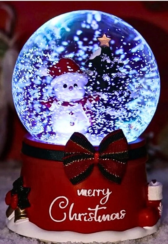 Tcx Mega Boy 2027 Yılbaşı Noel Kardan Adam Temalı Kar Püskürtmeli Işıklı Müzikli  Kar Küresi 16 Cm- 17b