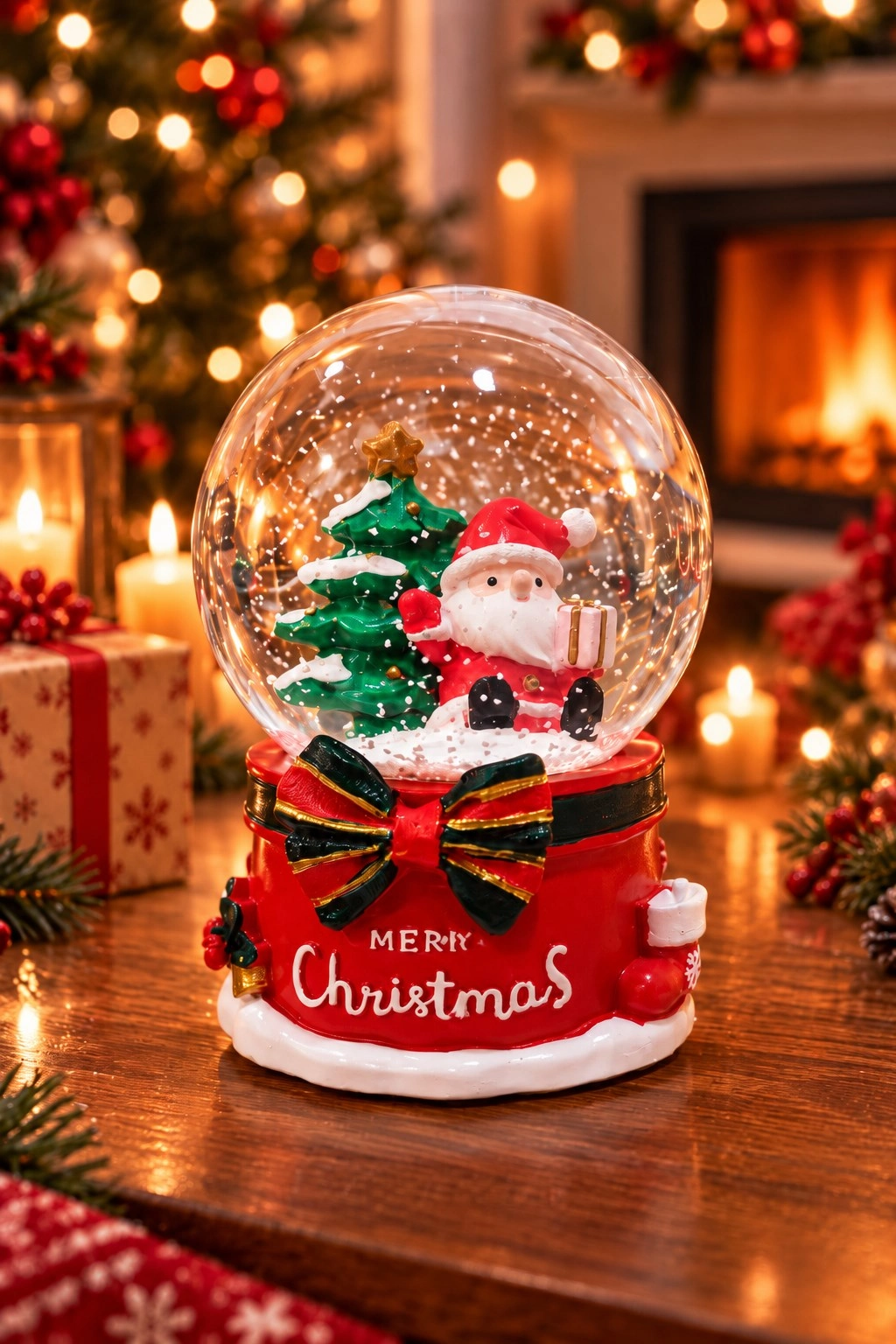 Tcx Noel Baba Kar Küresi Işıklı Müzikli  13 Cm Yılbaşı 2027 Yeni Yıl Hediyesi Dekoratif Biblo