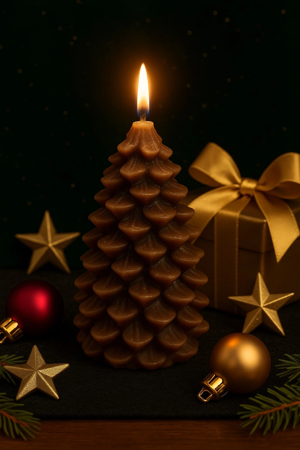 Tcx Yeni Yıl  Noel Kozalak Temalı Mum - Yılbaşı Sofra Süsü Dekorasyon El Yapımı Kozalak Mum 10 Cm