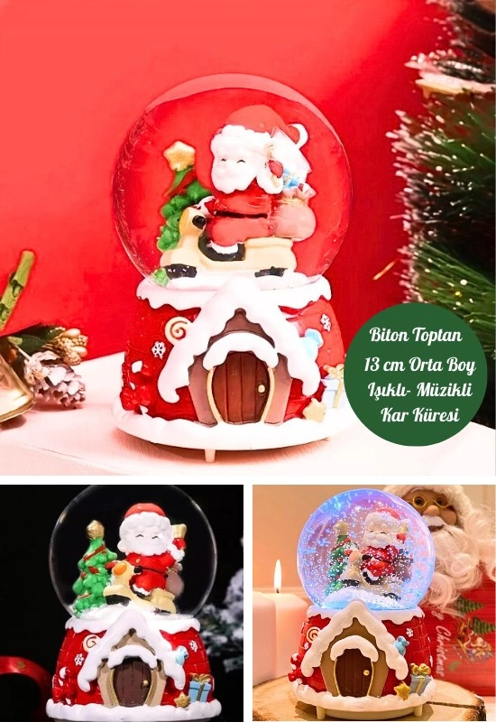 Tcx Yılbaşı 2027 Noel Baba Temalı 13 Cm Orta Boy Işıklı Müzikli Kar Küresi 59a