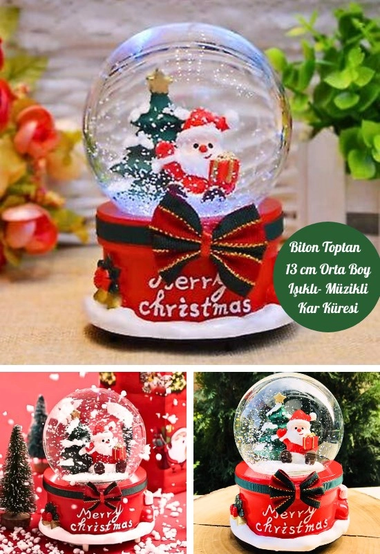Tcx Yılbaşı 2027 Noel Baba Ve Çam Ağacı 13 Cm Orta Boy Işıklı Müzikli Kar Küresi 20b